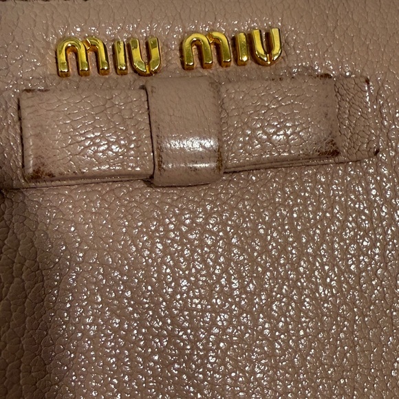 Miu Miu Blush Pink Leather Wallet with Bow - Picture 2 of 7